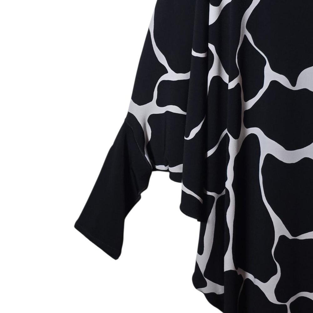Eva Varro Top Womens Large Black/White Abstract Batwing Tunic Made USA/Artsy - Picture 9 of 12